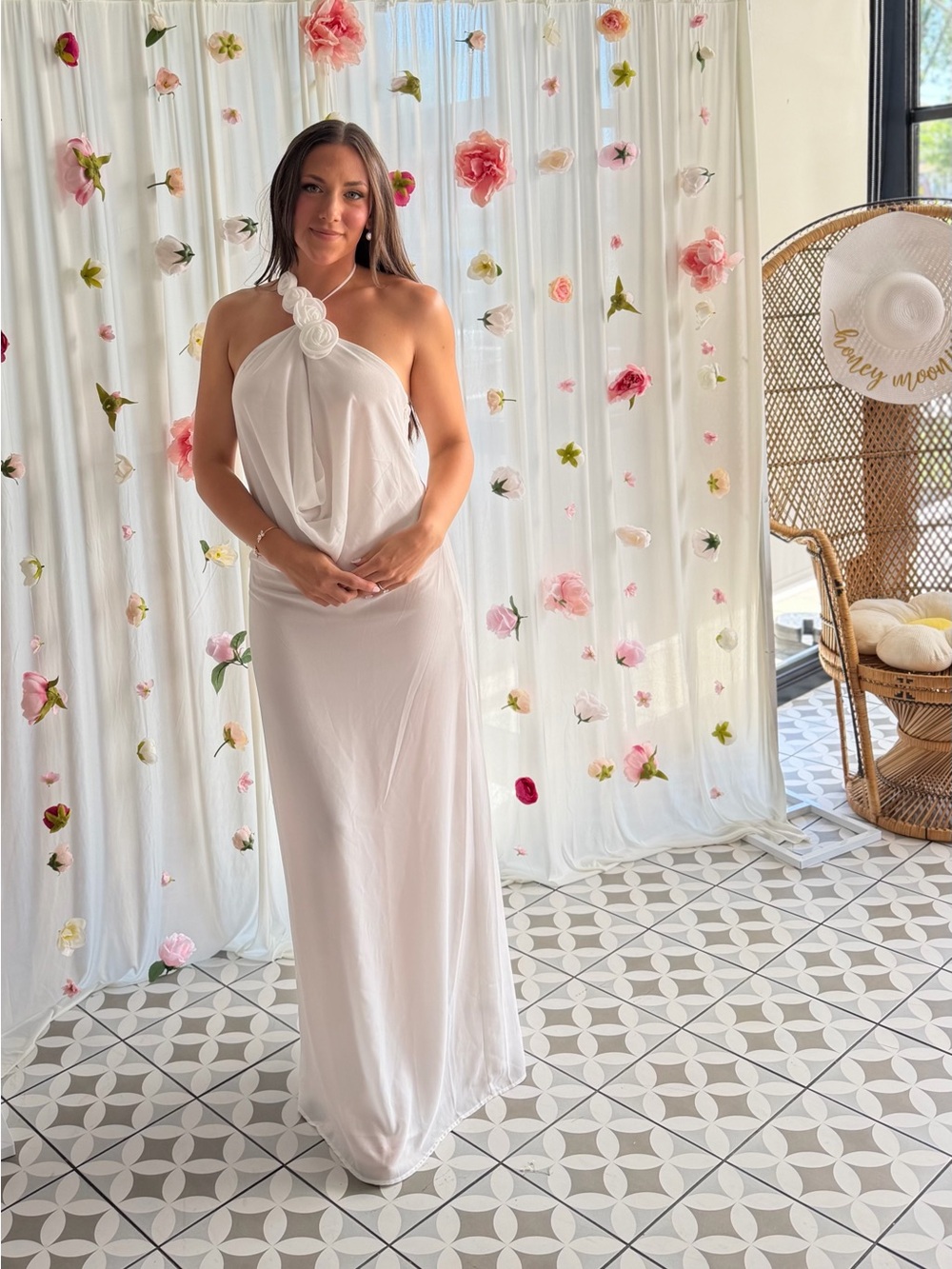 Rosalia Cowl Neck Maxi Dress - White - Picture 2 of 3